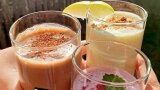 Drei Milchshakes aus regionalen Zutaten - Apfel, Schoko und Beeren