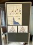 Pinnwand mit Info-Zetteln und Grafiken drauf