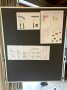 Pinnwand mit Info-Zetteln und Grafiken drauf