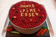 Torte mit Schriftzug: Danke fürs Essen