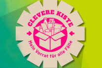 Grafik mit Schriftzug "Clevere Kiste. Mein Vorrat für alle Fälle"